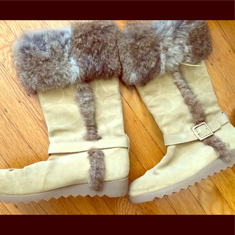 Fuzzy tall boots